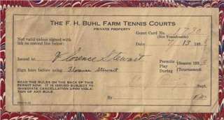   Farm 1933 Tennis Courts Permit & Rules Sharpsville,Sharon,Hermitage,PA