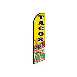  TACOS ASADA, POLLO, CARNITAS Feather Banner Flag (11.5 x 3 