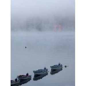  Small Boats in the Mist on Lake Ashi (Ashiko), Hakone 