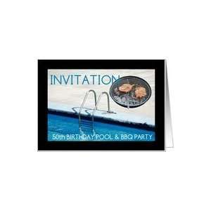 50th birthday party Pool & BBQ invitation Card