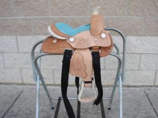 Kid Western Mini Pony Trail Barrel Saddle SALE 8 Aqua  