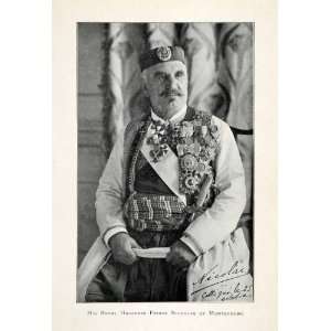 1907 Halftone Print Montenegro Royal Prince Nicholas Costume Medals 