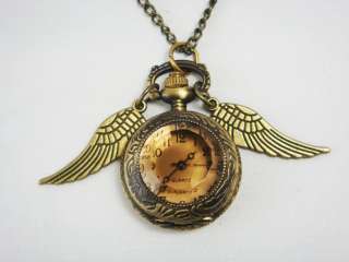 angel wings steampunk Harry Potter style pocket locket watch necklace 