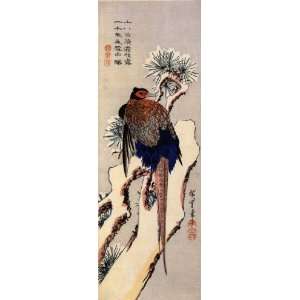   on a snow covered pine by Hiroshige 