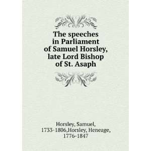   The Speeches in Parliament of Samuel Horsley Samuel Horsley Books
