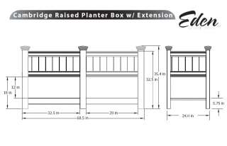 NEW ENGLAND ARBOR CAMBRIDGE RAISED PLANTER BOX EXTENSION 3 FT 