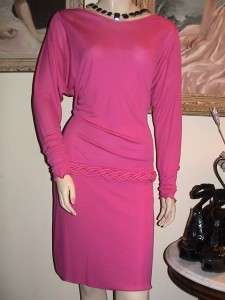 Anna Molinari hot pink drape back dress 48 12 NWT $1075  