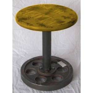  Home Collection HU 1030 Distressed Wheel Stool Furniture & Decor