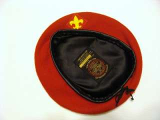 Vintage Boy Scouts Official Red Wool Beret Hat Sz Small  