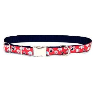  Pet Attire Ribbon Dog Collar, 18 26 Inches, Red with Blue 