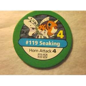 Pokemon Master Trainer 1999 Pokemon Chip Green #119 Seaking 4 Horn 