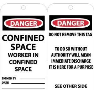 Accident Prevention Tags, Confined Space Worker In Confined Space, 6X3 