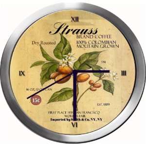  STRAUSS 14 Inch Coffee Metal Clock Quartz Movement 