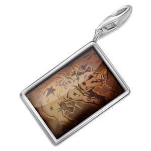 FotoCharms Flying Pig, art   Charm with Lobster Clasp 