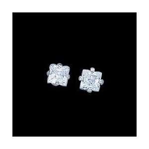  Inverness Palladium Plated Square Cubic Zirconia Earrings 