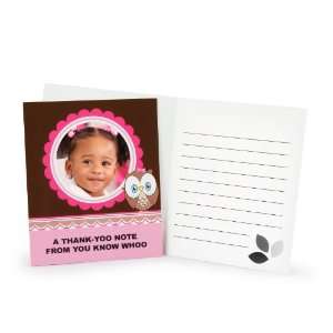  Look Whoos 1   Pink Personalized Thank You Notes (8 