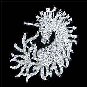 Top Horse Unicorn Pin Brooch Clear AB Swarovski Crystal Animal  