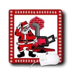   Cartoon Santa With Freestanding Fireplace   Mouse Pads Electronics