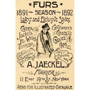  1891 Ad A. Jaeckel Furrier Fashion Fur Wraps Gloves Paris 