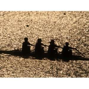 Silhouette of Womens Fours Rowing Team, Atlanta, Georgia, USA 