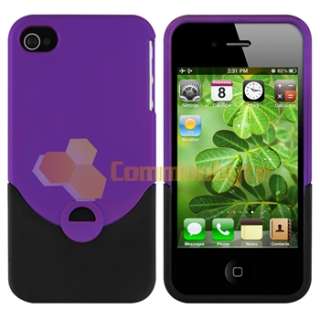Black Purple Hard Back Case Cover+Privacy Guard for Verizon ATT iPhone 