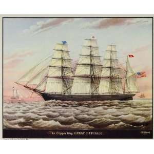   Republic Clipper Ship Sailing Sails   Original Print