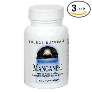 Source Naturals Manganese Chelate 15mg elemental, 250 Tablets (Pack of 