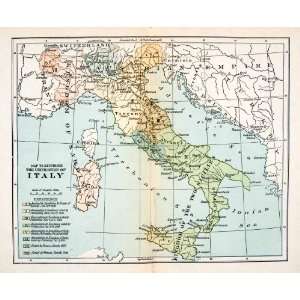  1923 Print Map Italy France Sardinia Turkey Austria Ionian 
