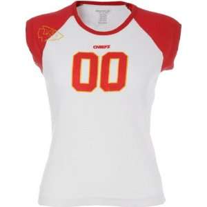 Kansas City Chiefs Womens Red/White On Edge Cropped Sleeve Tee 