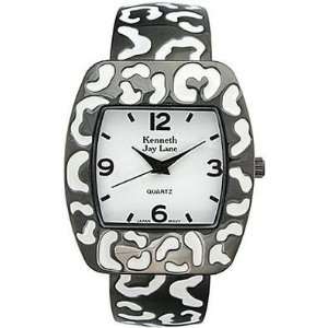 Kenneth Jay Lane Kj4351 bw Leopard Enamel Cuff Ladies Watch
