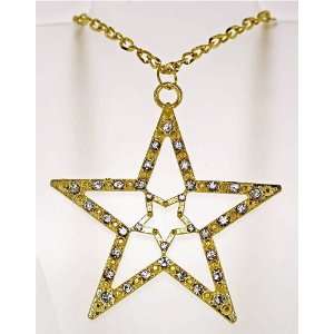  Gold Toned Austrian Rhinestone Crystal Star Necklace 