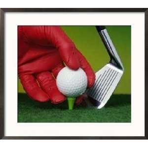  Gloved Hand Placing Golf Ball on Tee Framed Photographic 