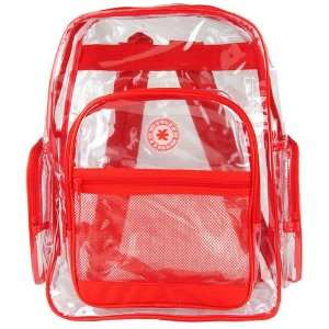 Count Red Lot of See Through Book Bags Bulk Clear Backpacks Wholesale 