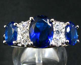   Ocean Blue Sapphire 18K White Gold Plated Fashion Jewellery Ring Sz 7