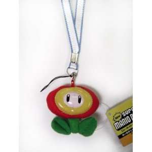  Mario Bro Plush Fire Flower Charm & Lanyard Combo Toys 