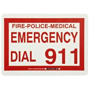   And Directional Sign, Legend Fire Police Medical Emergency Dial 911