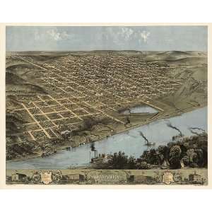  Antique Birds Eye View Map of Omaha, Nebraska (1868) by A 