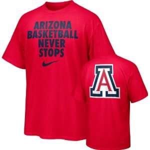  Arizona Wildcats Red Nike Basketball Never Stops T Shirt 
