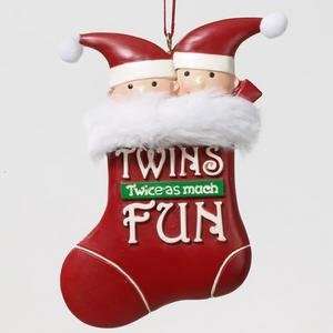  Twins Twice As Much Fun Stocking Christmas Ornament 