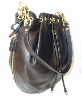NWT Coach Madison Black Leather Large Marielle Drawstring Bag 17016 
