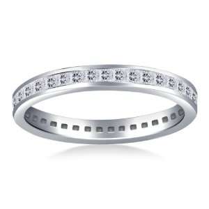 Classic Channel Set Princess Cut Diamond Eternity Ring in Platinum (0 