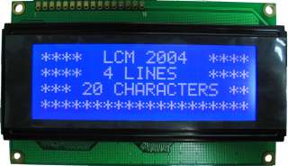 HD44780 New 20x4 LCD w/White Text on blue background  