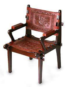 ARMCHAIR~ Peru Tooled Leather & Cedar HANDMADE Chair  