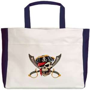   Navy Pirate Skull with Bandana Eyepatch Gold Tooth 