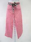 SKIRTIN AROUND Pink Cotton Black White Belted Straight Leg Capri Pants 
