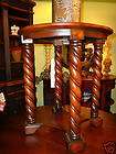 Mahogany Accent Table Round Barley Twisted Legs Wood