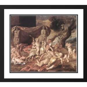   32x28 Framed and Double Matted Bacchanal of Putti