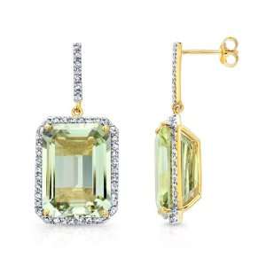 Victoria Kay 25 7/8ct Green Amethyst and 1/2ct White Diamond Earrings 