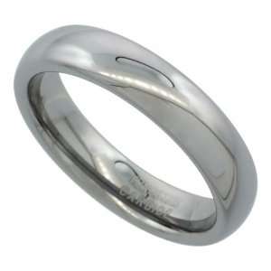 Tungsten Carbide 5mm Comfort Fit Domed Wedding Band Ring for Him & Her 