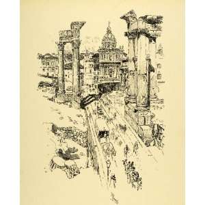  1925 Wood Engraving Ancient Medieval Modern Rome Joseph 